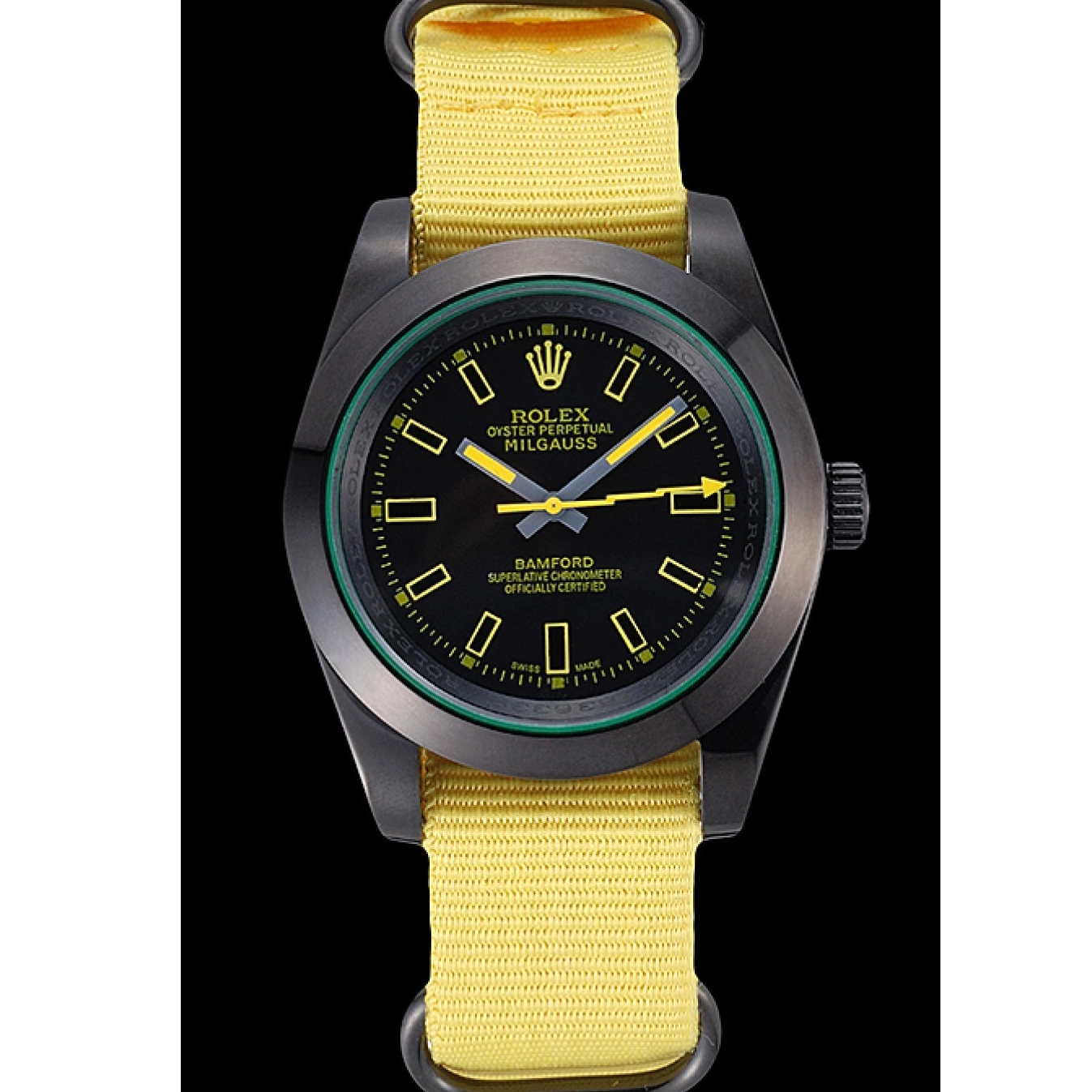 Aaa replica watch Milgauss Rolex Bamford Yellow Nylon Strap 621999 0712